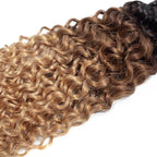 4/27 Bundles Human Hair Ombre Brown Kinky Curly Bundle Niegmeag Unprocessed Brazilian Virgin Remy Hair Extensions 26 28 30 Inch Double Weft 2 Tone Brown and Honey Blonde Bundles