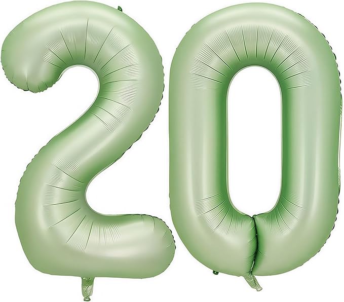 Sage Green Number 20 Balloon, 20 Balloon by BBPOOL