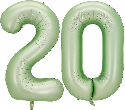 Sage Green Number 20 Balloon, 20 Balloon by BBPOOL
