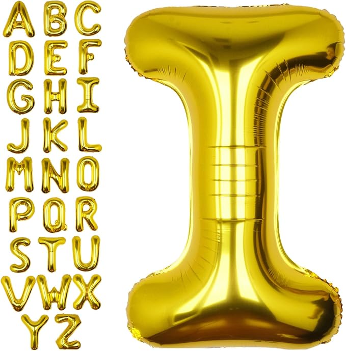 40 Inch Gold Letter I Balloon Big Foil Helium Letter Balloons A-Z | Giant Large by SULALABOO