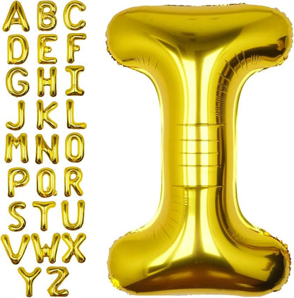 40 Inch Gold Letter I Balloon Big Foil Helium Letter Balloons A-Z | Giant Large by SULALABOO