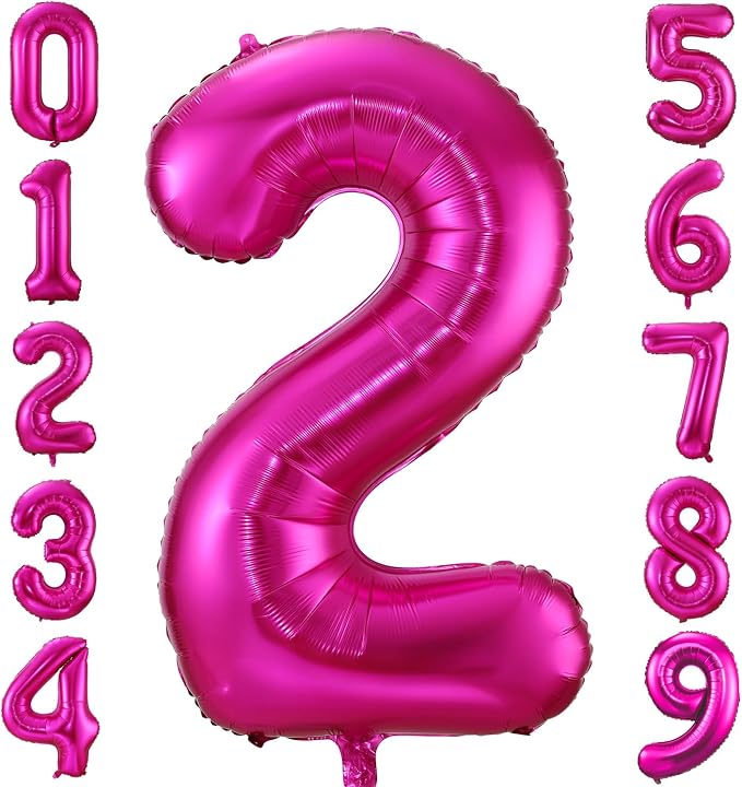 2 Balloon Number Hot Pink 2 Birthday Balloon 40 inch Foil Mylar Large 2 Balloon by BBPOOL