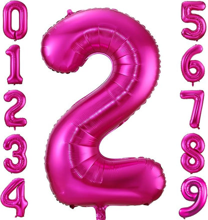 2 Balloon Number Hot Pink 2 Birthday Balloon 40 inch Foil Mylar Large 2 Balloon by BBPOOL