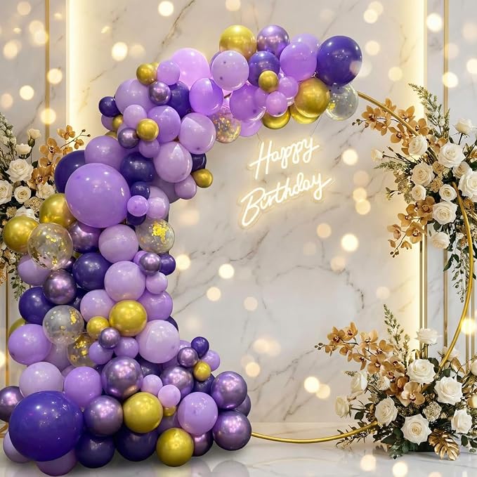 Purple and Gold Balloons for Graduation Birthday Party Decorations | 60Pcs - Image 3