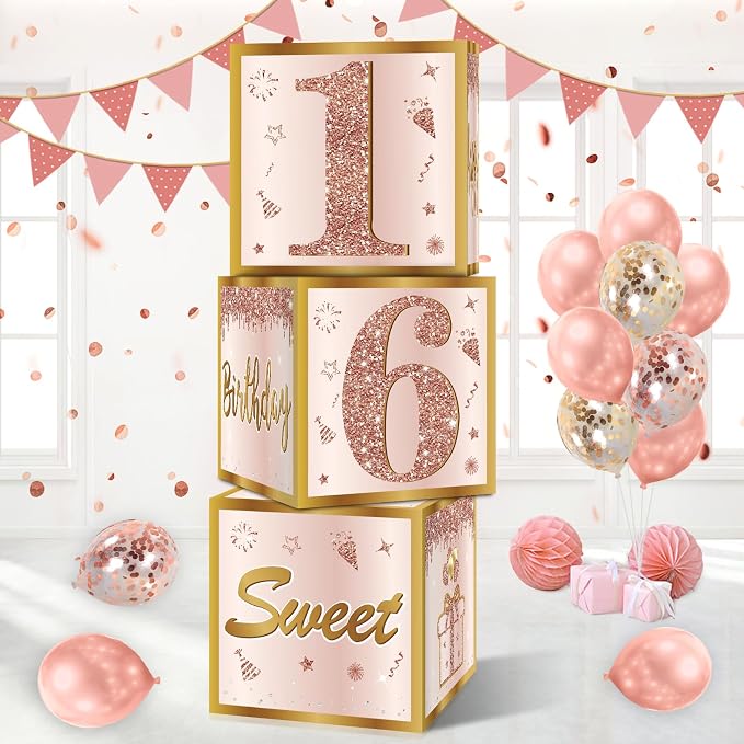 Guiruiy 3Pcs Sweet 16 Party Decorations Balloon Gift Boxes by Guiruiy