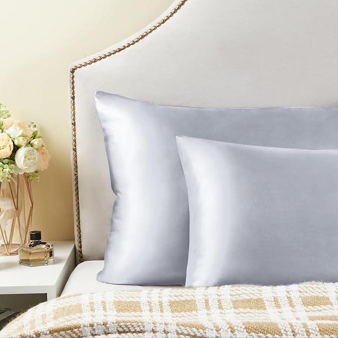 BEDELITE Satin Pillowcase for Hair and Skin, Super Soft Similar to Silk Pillow Cases 4 Pack with Envelope Closure, Cooling Pillowcases for Women Men (20"x30" Queen Size, Evening Haze)