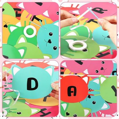 Cat Happy Birthday Banner Party Decorations Birthday Cat Banner Garlands Sign - Image 3