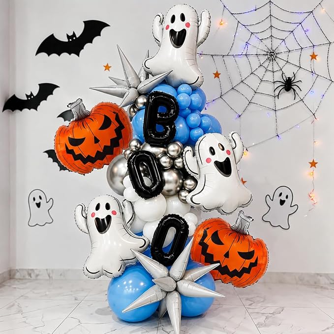 7PCS Ghost Balloons BOO Pumpkin Foil Balloons Halloween Mylar Balloons | - Image 4