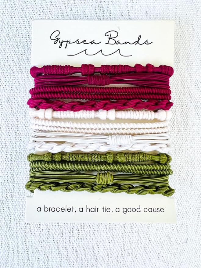 Gypsea Bands Hair Tie Bracelets for Men, Women & Kids - Set of 12 (Santa Cruz)