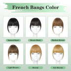 NAYOO Bangs Hair Clip - Medium Brown Fake Bangs 100% Real Human Hair Extensions French Bangs for Women Fringe with Temples Hairpieces