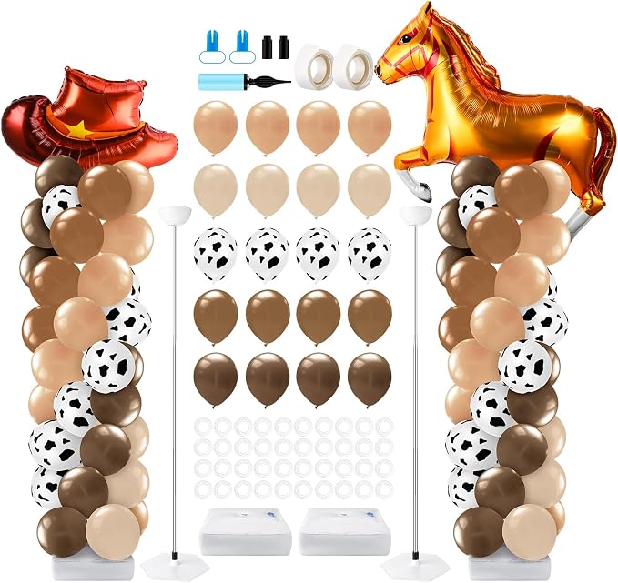 Kasyat 2 Sets Cowboy Birthday Party Balloon Column Stand Kit Western Party by Kasyat