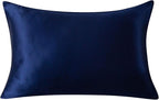 SLPBABY 100% Natural Pure Silk Pillowcase for Hair and Skin, Both Side 19 Momme Silk, Luxury Smooth Satin Pillowcase Cover with Hidden Zipper (King, Navy Blue)
