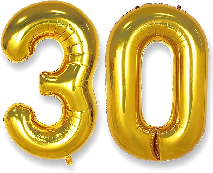 AULE 40 Inch Gold 30 Balloon Number Foil 0-9 Birthday Big Numbers | Birthday by AULE