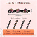 4PCS Sparkling Crystal Stone Braided Hair Clips for Women,Rhinestone Hair Clip for Short and Long Hair,Duckbill Hair Clips for Thick and Fine Hair,Hair Styling Accessories Birthday & Christmas Gifts