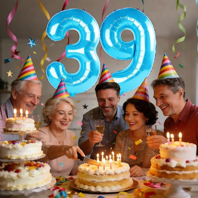 40 Inch Number 39 Balloons for 39th Birthday Party Decorations, 0-100 Jewelry - Image 2
