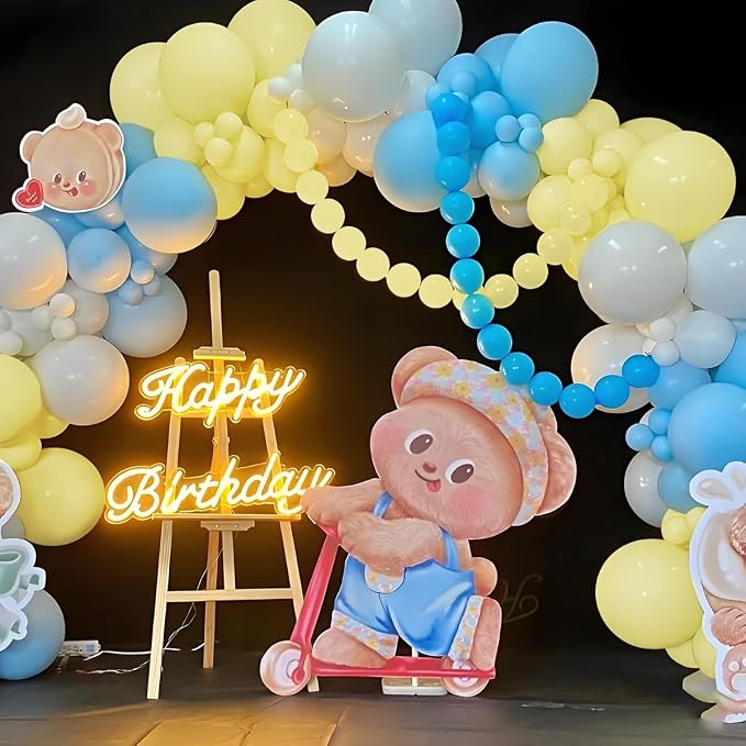 Pastel Yellow Blue White Balloon Garland Arch Kit - Image 6