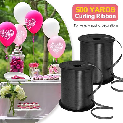 Luomorgo Black Curling Ribbon, 500 Yards/1 Roll Balloon Ribbon | Plastic Thin - Image 2