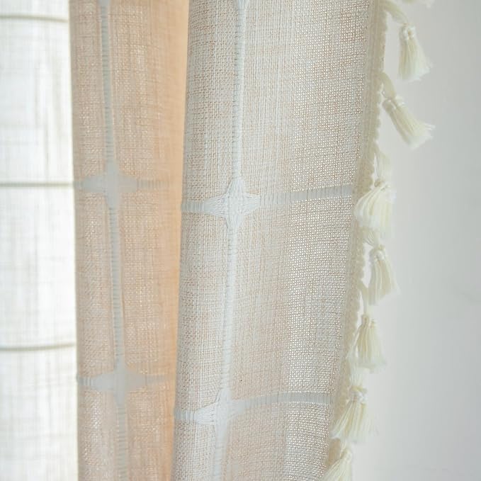 Sutuo Home Boho Curtains for Kitchen Bedroom Kid's Room 63 Inch Length - Image 3