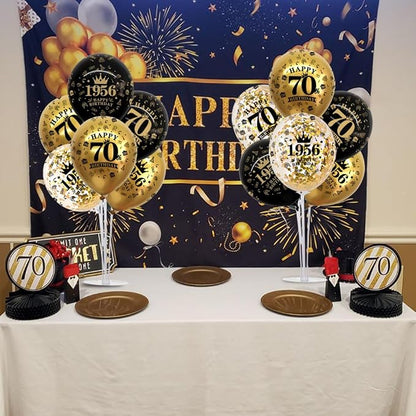 TONIFUL 4 Set 60th Birthday Decor Printed 1956 Black Gold Balloon Stand | - Image 5