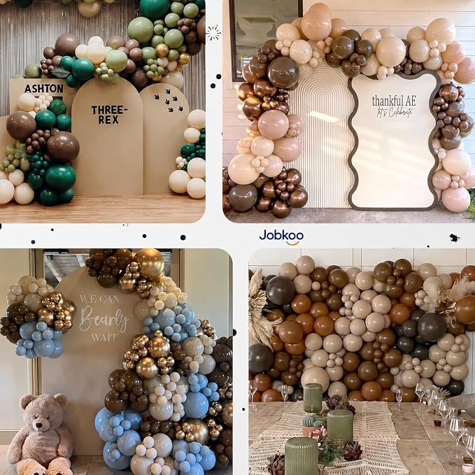 Jobkoo Brown Balloons 12 Inch, Dark Brown Coffee Neutral Latex Balloon | Matte - Image 7