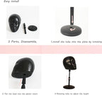 2 PACKS Adjustable wig or hat black styrofoam mannequin head holder stand (13”to 17”) (Black head 01)