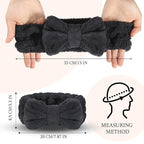 Hicarer 3 Pieces Towel Headbands for Women Makeup Spa Headband for Washing Face Shower (Black)