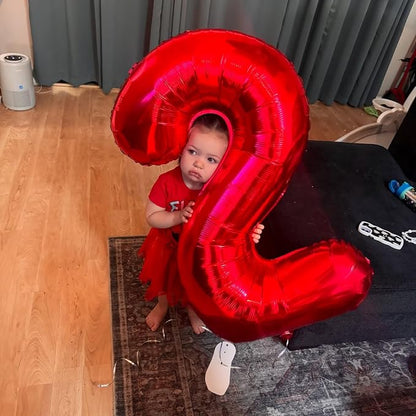 7 Balloon - Red Birthday Number Balloons, 40 Inch Decorations Men Women | Red - Image 7