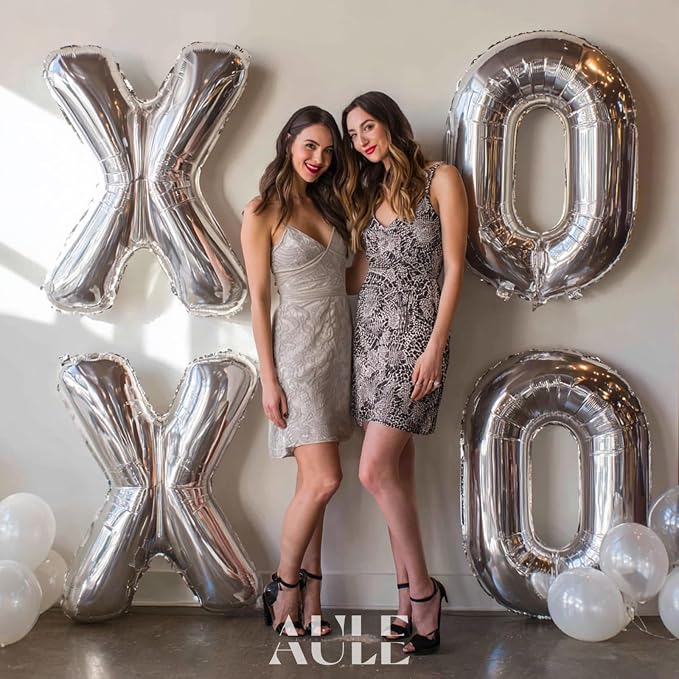 AULE 40 Inch Silver X Balloon Letter Foil A-Z Birthday Big Alphabet | Birthday - Image 2