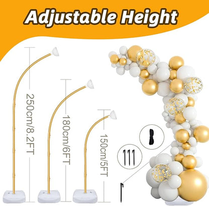 8.2FT & 6FT Gold Balloon Arch Stand, Free Bending Top Balloon Arch Kit - Image 6