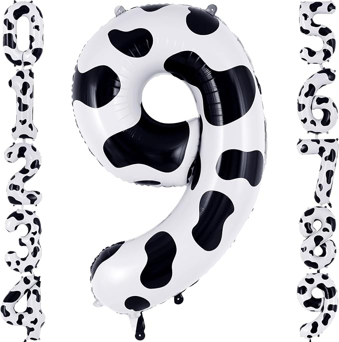 Cow Print Number 9 Balloon, Large 40 Inch Cow Number Birthday Balloons by AIQINHU