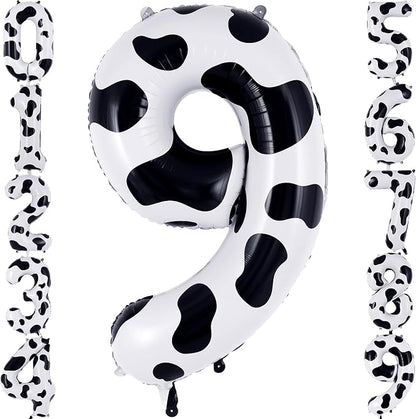 Cow Print Number 9 Balloon, Large 40 Inch Cow Number Birthday Balloons by AIQINHU