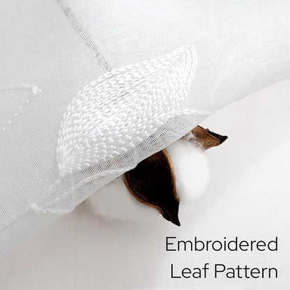 HOMEIDEAS White Sheer Kitchen Curtains 30 X 36 Inch Length 2 Panels Embroidered - Image 3