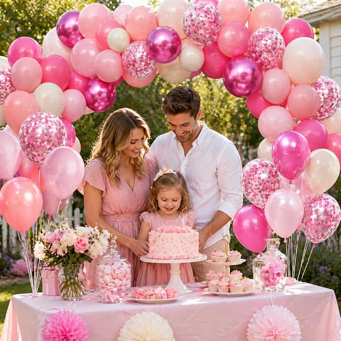 Shades of Pink Balloons 12 Inch, Hot Pearl Light Pastel Baby Dark Bright Pink - Image 4