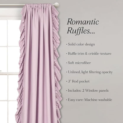 Lush Decor Reyna Ruffle Window Curtain Panel Set, Lilac - Image 7