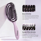 AIMIKE Hair Brush, Dual Soft Boar & Nylon Bristles HairBrush for Fine Hair, Shine Boost & Frizz Control Hair Brush for Women, Soft Bristle Brush For Slick Back, Volume and Shine, Best Gift for Women