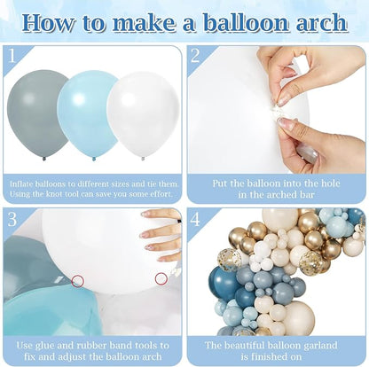 168pcs Dusty Blue Balloon Garland Arch Kit Different Sizes | 18 12 10 5 inch - Image 3