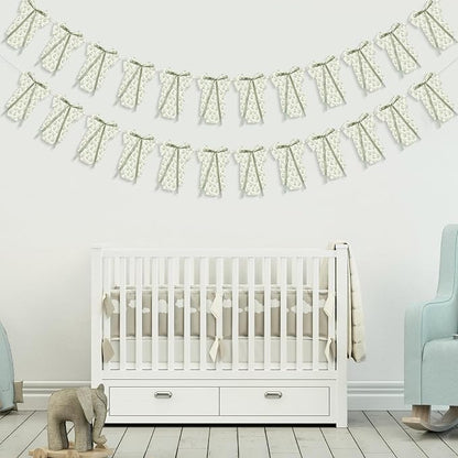 Weysat 2 Pcs Baby Clothes Banner Baby Boys Girls Shower Decorations Sage Green - Image 7