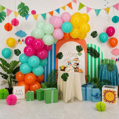 Colorful Balloons, 12 Inch Hot Pink Orange Yellow Teal Green Multicolor Bright - Image 7