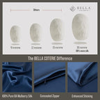 Bella Coterie Luxury Silk Pillowcase for Hair and Skin | 30 Momme | 100% Pure 6A Mulberry Silk | Super Soft | Perfectly Plush [Queen, Navy]