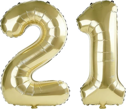 40 Inch Number 21 Balloons for 21st Birthday Party Decorations, 0-100 Champagne by FOBELEC