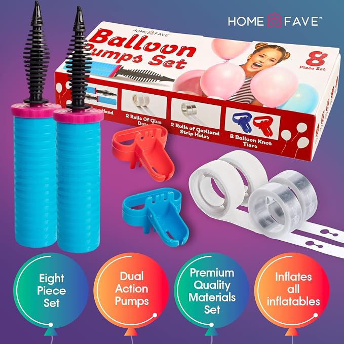 Balloon Pump Balloon Arch Kit Set of 8 Balloon Pump, Dual Action Hand Held - Image 5