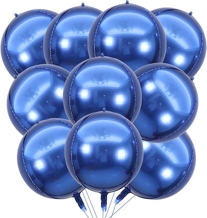 10 Pcs 22 Inch Navy Blue Mylar Balloons, Large 4D Giant Round Foil Balloon Big by KALOR