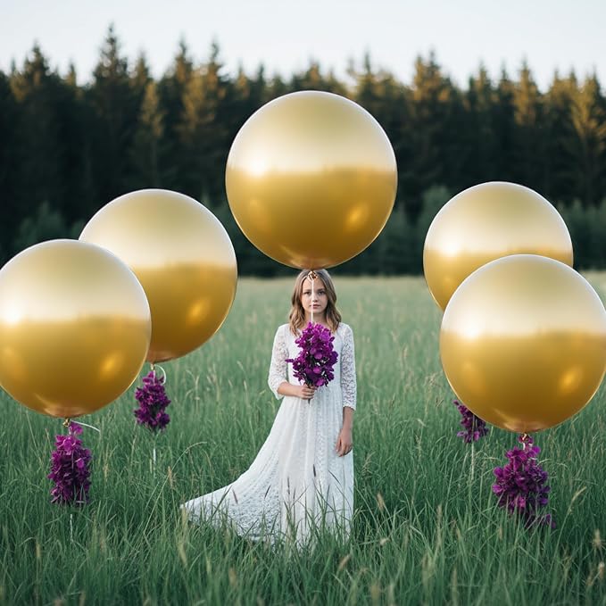 RUBFAC Gold Giant Balloons 6Pack 36 Inch Jumbo Large Latex Balloons - Image 4