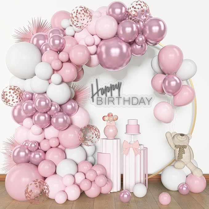 Archloon 156pcs Pink White Balloons Arch Garland Kit, Different Sizes 18 12 10 by Aarchloon