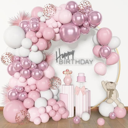 Archloon 156pcs Pink White Balloons Arch Garland Kit, Different Sizes 18 12 10 by Aarchloon