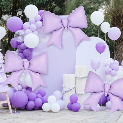 6 Pcs Light Purple Bow Balloons - Image 3