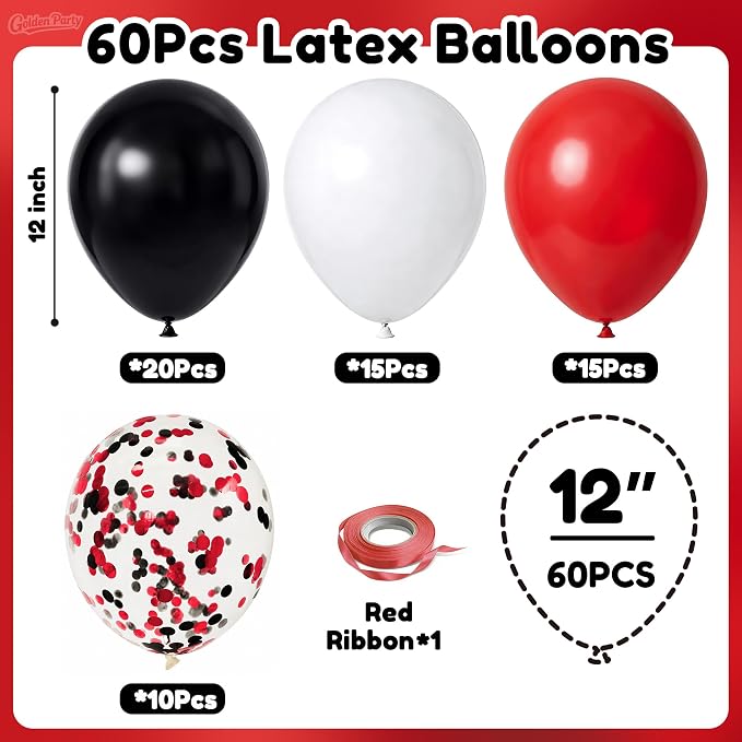 Black White Red Balloons, Baby Shower, Anniversary, Graduation, Wedding Party - Image 2