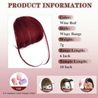 NAYOO Clip in Bangs - 100% Human Hair Wispy Bangs Clip in Hair Extensions, Red Air Bangs Fringe with Temples Hairpieces for Women Curved Bangs for Daily Wear