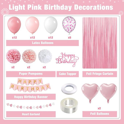 Pink and White Happy Birthday Party Decorations - Image 2