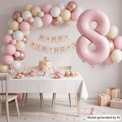 Baby Pink Number 8 Balloon 40 Inch, Blush Foil Event Theme Party Supplies | - Image 3